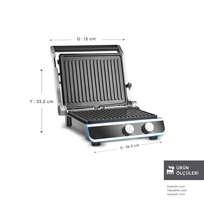 Karaca Nova Grill 6 Dilim Kapasiteli Inox Gövdeli Zaman Ayarlı Izgara ve Tost Makinesi 2000W