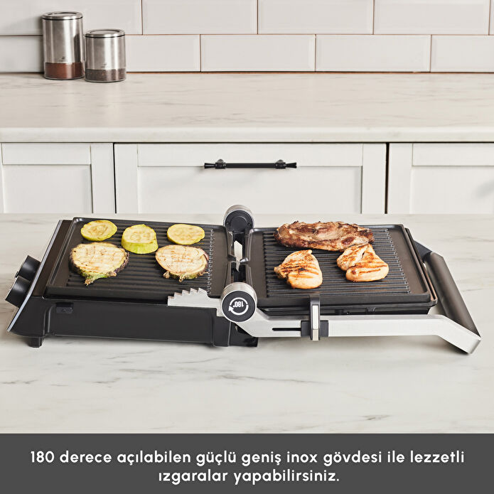 Karaca Nova Grill 6 Dilim Kapasiteli Inox Gövdeli Zaman Ayarlı Izgara ve Tost Makinesi 2000W