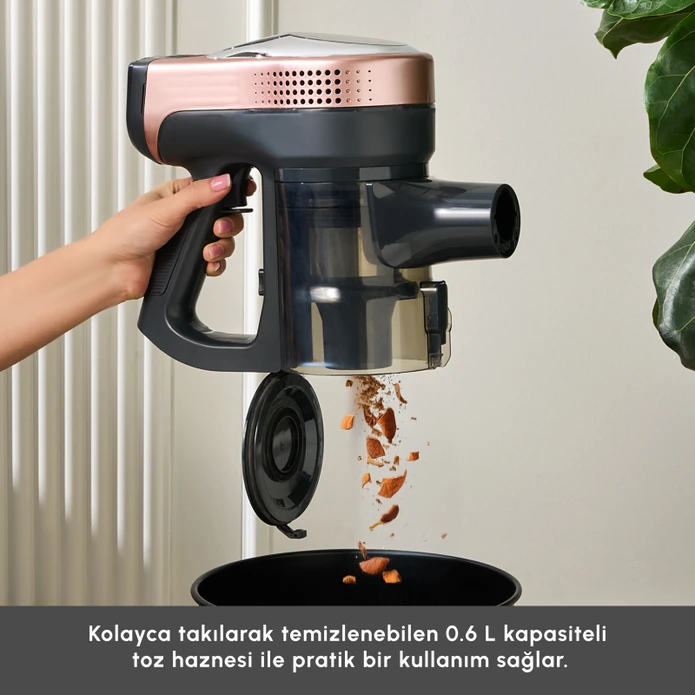 Karaca Vantuz Power Up Telescopic Uzunluğu Ayarlanabilir Dikey Süpürge Rosegold
