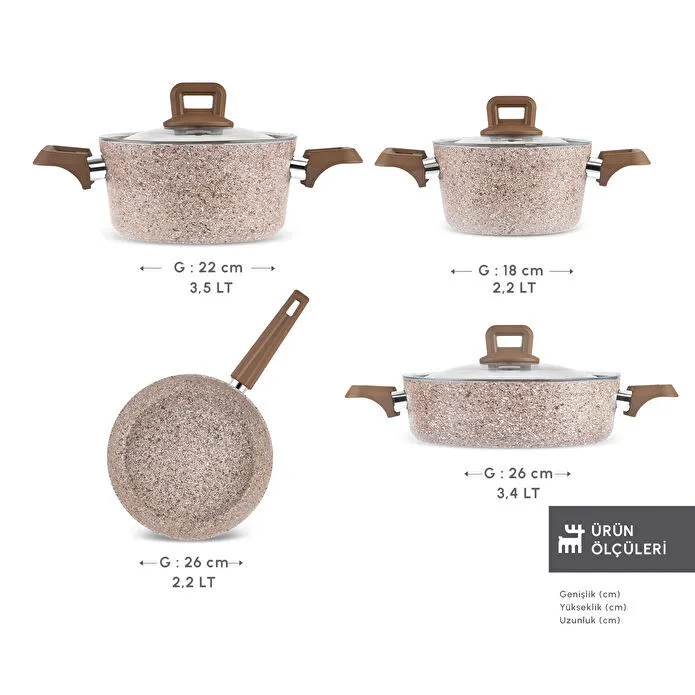 Karaca Biogranit Alice 7 Parça Tencere Seti