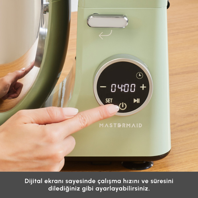 Karaca Mastermaid Chef Ultra D2000W Dijital Ekranlı Hamur Yoğurma Makinesi Cabbage Green 7L