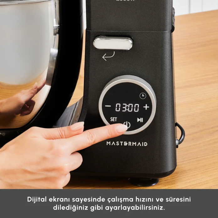 Karaca Mastermaid Chef Ultra D2000W Dijital Ekranlı Hamur Yoğurma Makinesi Matte Black 7L