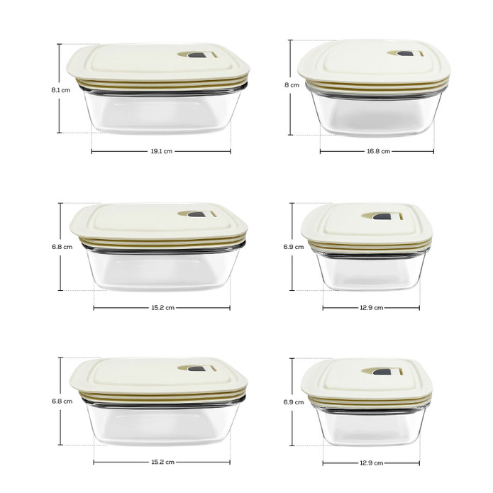 Karaca Cream 6'lı Şeffaf Saklama Kabı Set