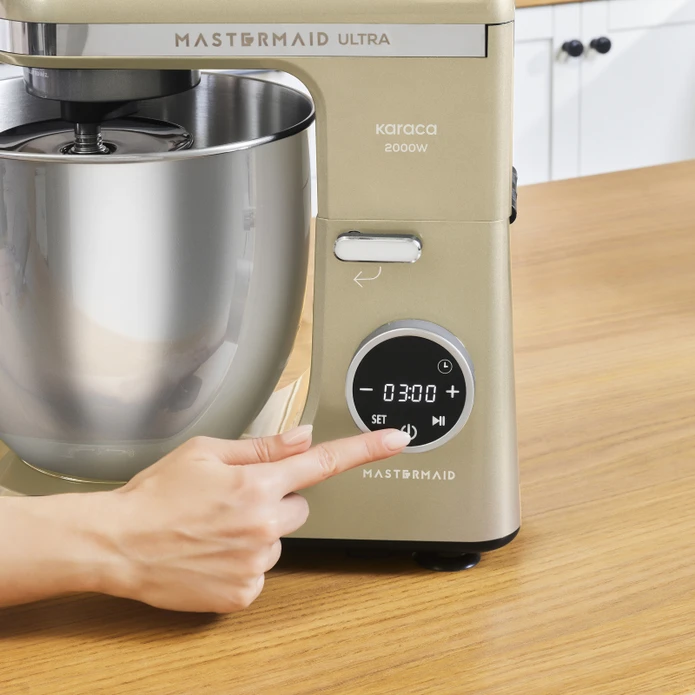 Karaca Mastermaid Chef Ultra D2000W Dijital Ekranlı Hamur Yoğurma Makinesi Mineral Gold 7L