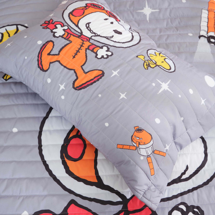 Peanuts by Karaca Home Space Traveler Yatak Örtüsü Tek Kişilik Gri