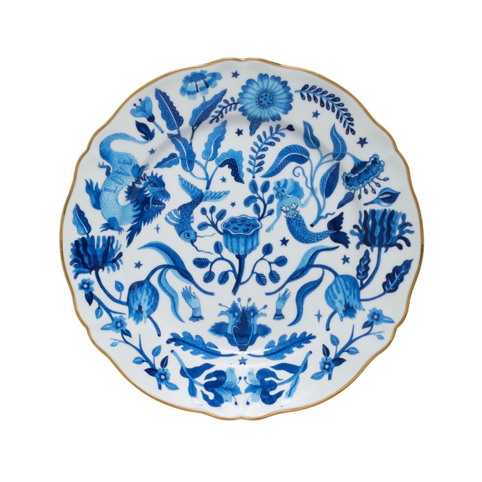 Bitossi Home Fabula All Over Porselen Yemek Tabağı 26,5 cm Mavi