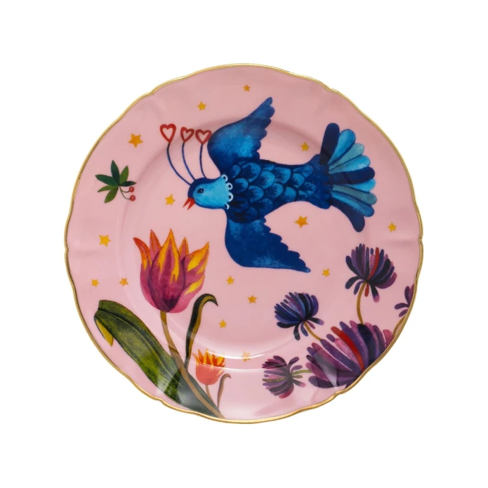 Bitossi Home Fabula Little Bird Porselen Meyve Tabağı 20,5 cm Pembe