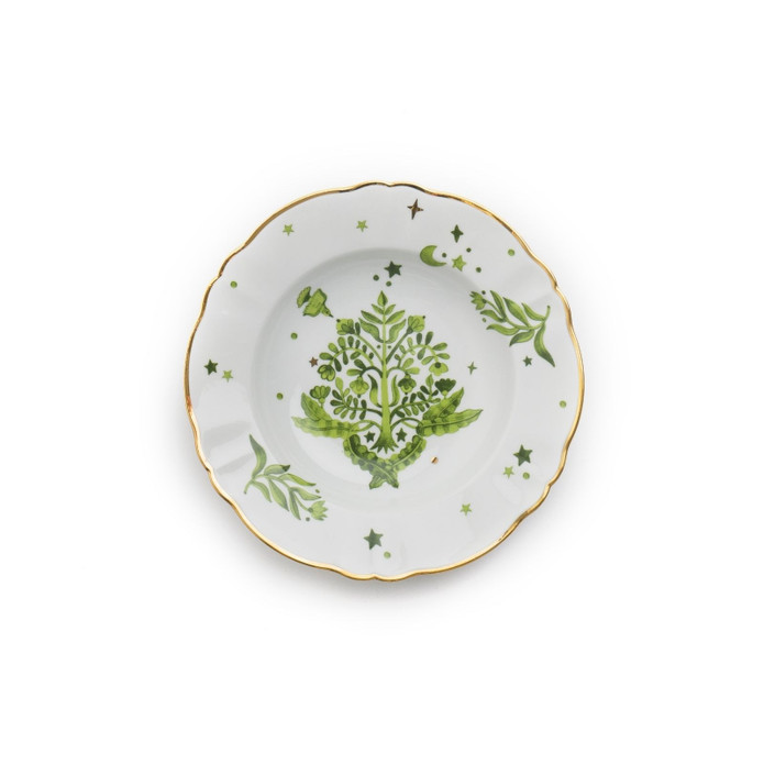Bitossi Home Fabula Floral Porselen Çorba Tabağı 23 cm Yeşil