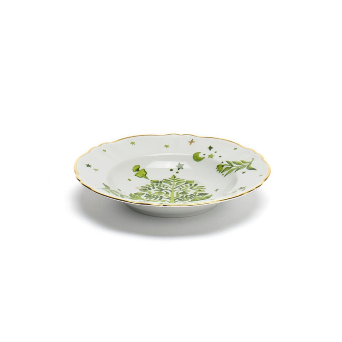 Bitossi Home Fabula Floral Porselen Çorba Tabağı 23 cm Yeşil