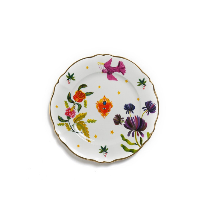 Bitossi Home Fabula Floral Porselen Yuvarlak Tabak 32,5 cm Çok Renkli