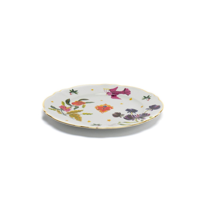 Bitossi Home Fabula Floral Porselen Yuvarlak Tabak 32,5 cm Çok Renkli