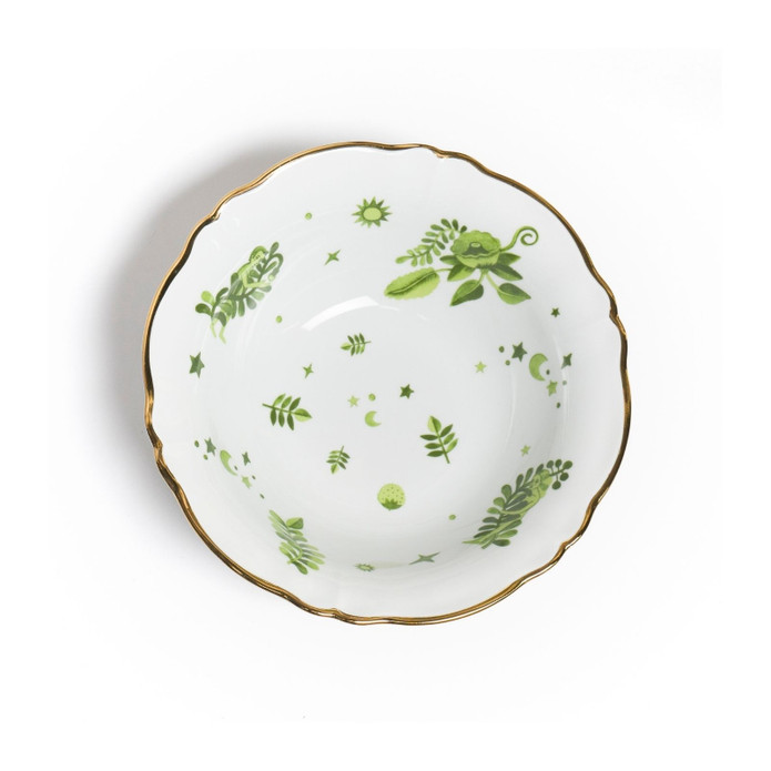 Bitossi Home Fabula Floral Porselen Salata Kasesi 26 cm Yeşil