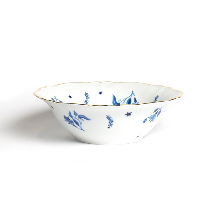 Bitossi Home Fabula Floral Porselen Salata Kasesi 26 cm Mavi