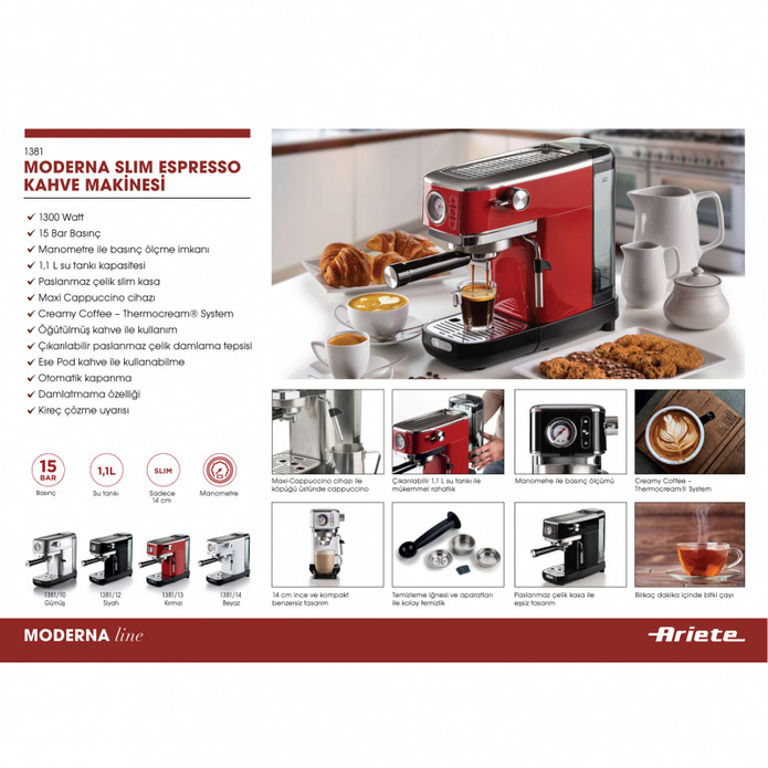Ariete Vintage Moderna Espresso Slım Kahve Makinesi - Beyaz
