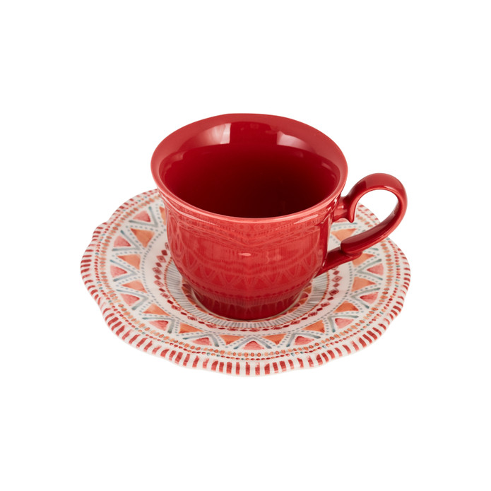 Karaca Venda Red Tekli Çay Fincanı ve Tabağı