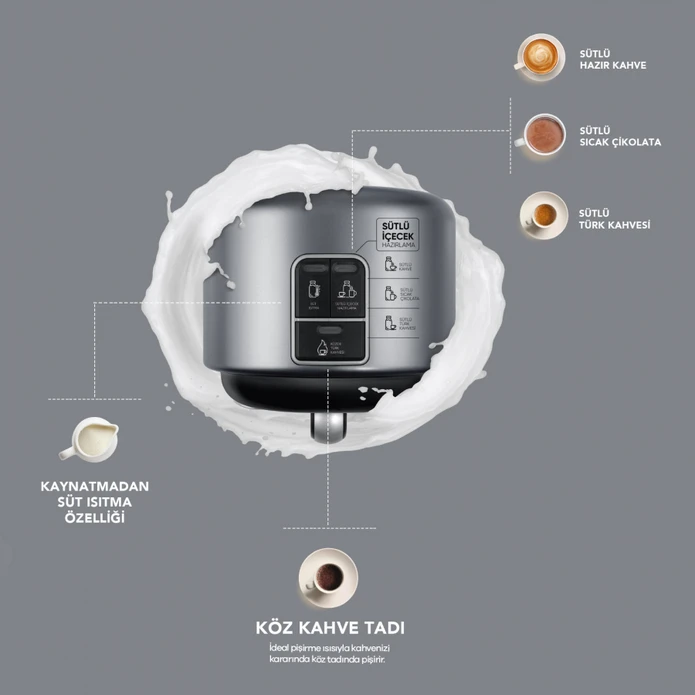 Karaca Hatır Mod Sütlü Türk Kahve Makinesi Silver