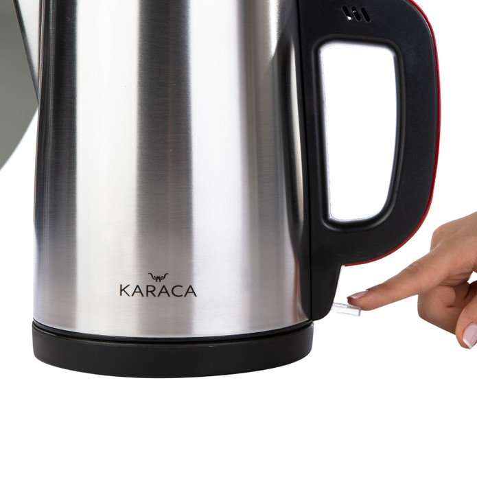 Karaca Tea Break 2 in 1 Çelik Su Isıtıcı Çay Makinesi Inox Kırmızı