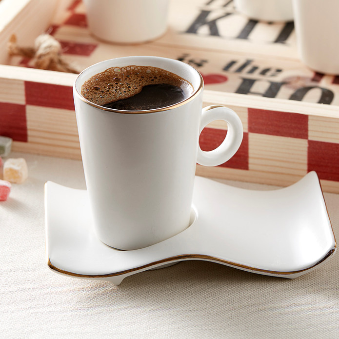 Karaca Volna Beyaz 6 Kişilik Kahve Fincan Takımı