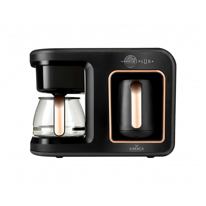 Karaca Hatır Plus 2 ın 1 Türk Kahvesi ve Filtre Kahve Makinesi Black Copper 10 Fincan İçecek Hazırlama Kapasiteli Bol Köpüklü