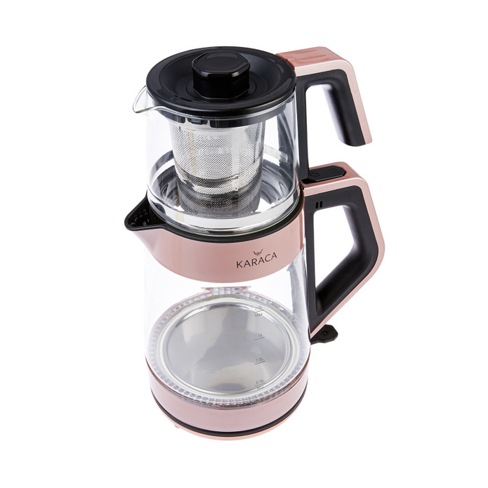 Karaca Rosegold Cam Led Işıklı Çay Makinesi