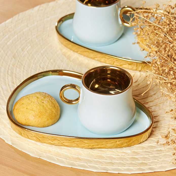 Karaca Klara 2 Kişilik Kahve Fincanı Takımı Mavi 100 ml
