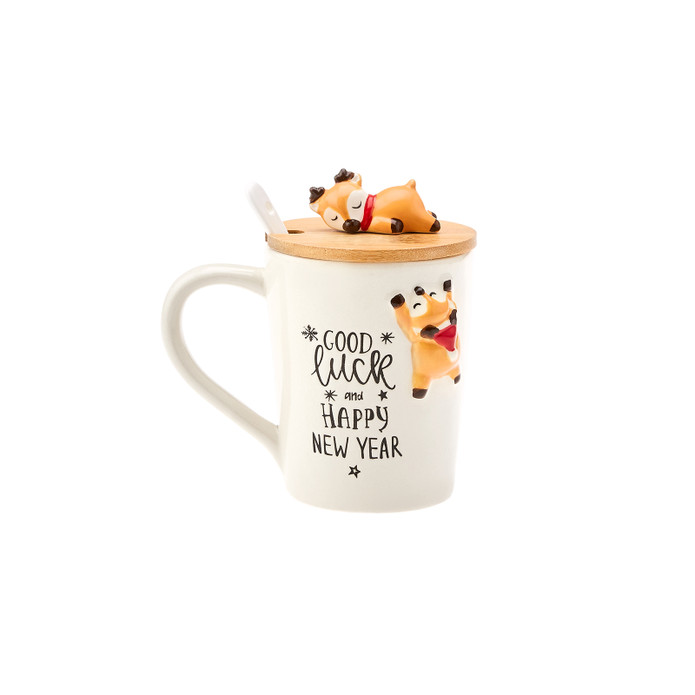 Karaca New Year Elk With Spoon Mug 375 ml