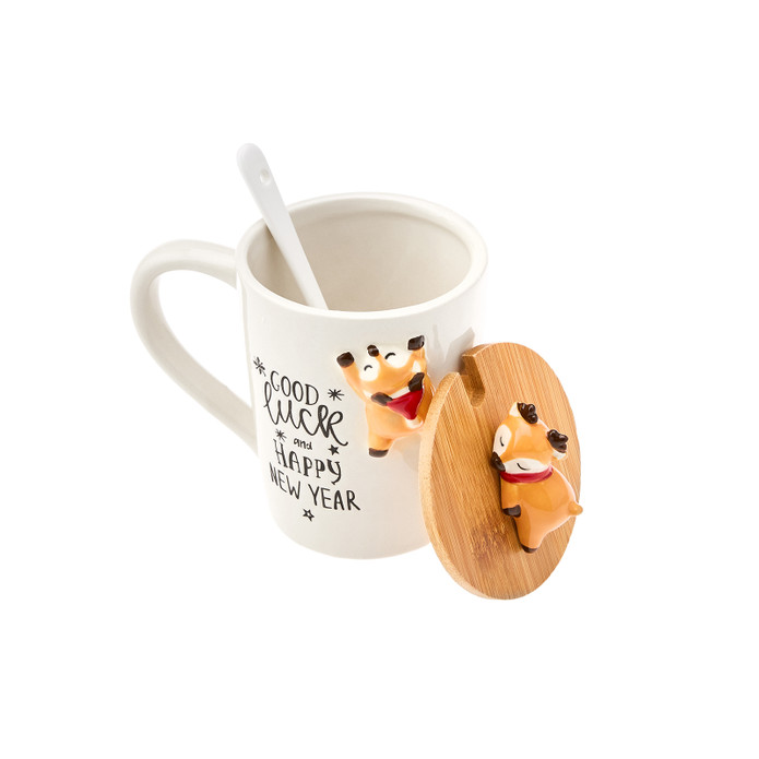 Karaca New Year Elk With Spoon Mug 375 ml