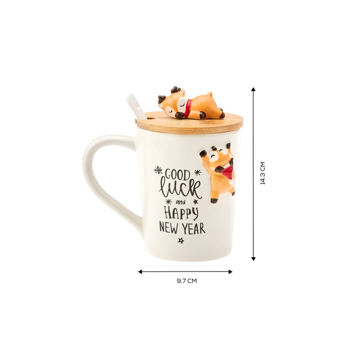 Karaca New Year Elk With Spoon Mug 375 ml