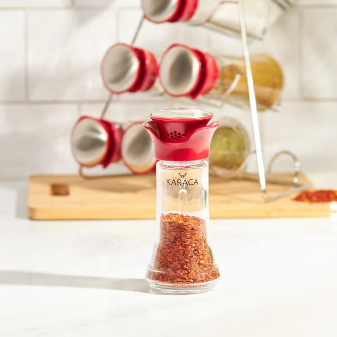 Karaca Nori Üçgen 7 Parça Baharat Takımı Red