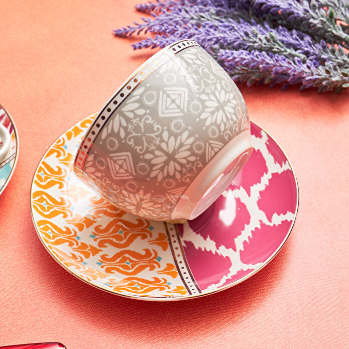 Karaca İbiza Pembe Tek Kişilik Çay Seti