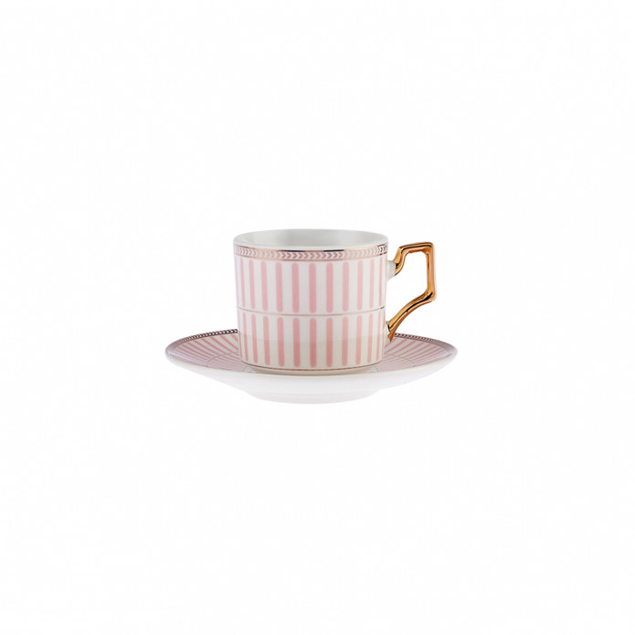  Karaca Jolly Pink Thin Line  6 Kişilik Kahve Fincan Takımı 100 ml