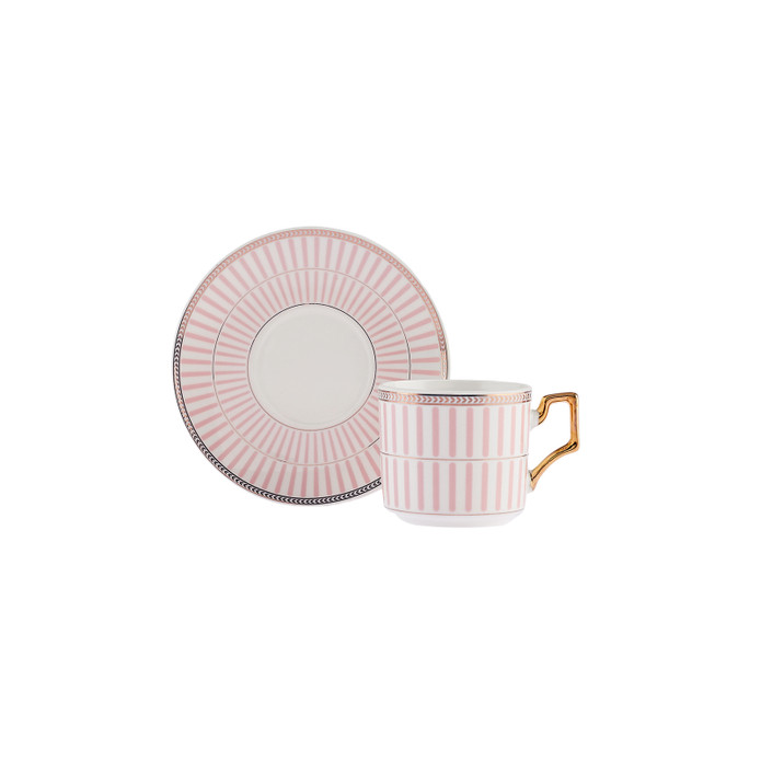  Karaca Jolly Pink Thin Line  6 Kişilik Kahve Fincan Takımı 100 ml