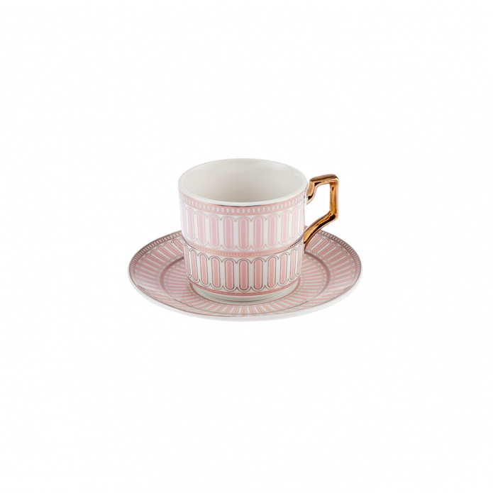 Karaca Jolly Pink Double Line 6 Kişilik Kahve Fincan Takımı 100 ml