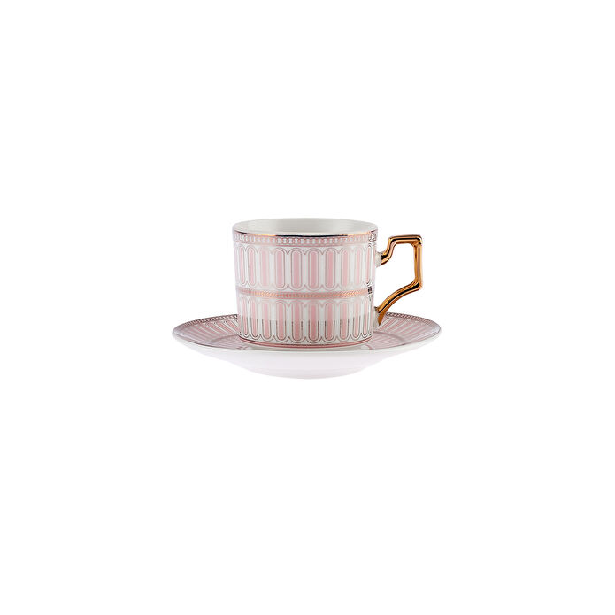 Karaca Jolly Pink Double Line 6 Kişilik Kahve Fincan Takımı 100 ml