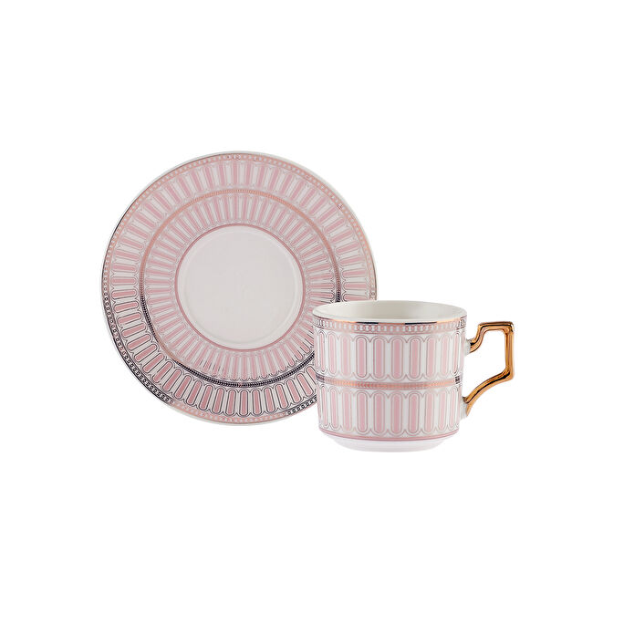 Karaca Jolly Pink Double Line 6 Kişilik Kahve Fincan Takımı 100 ml