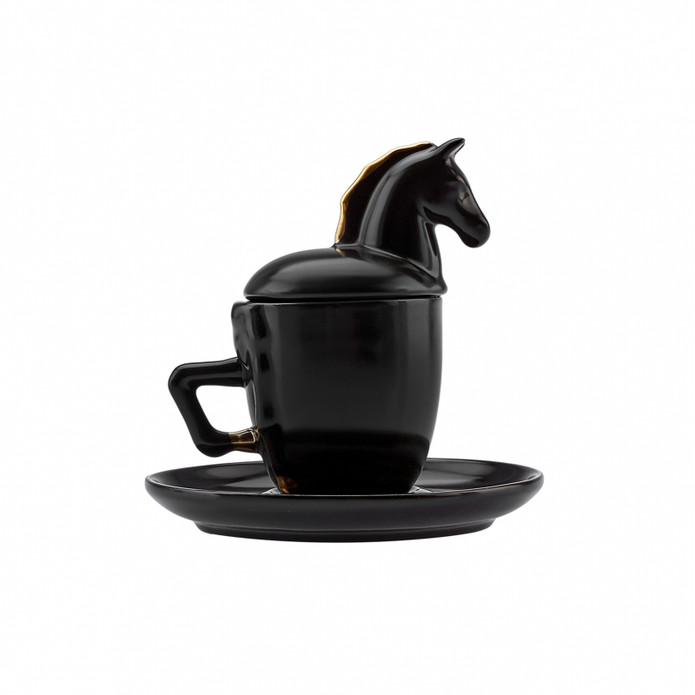 Karaca Black Horse 2 Kişilik Kahve Fincan Takımı 90 ml