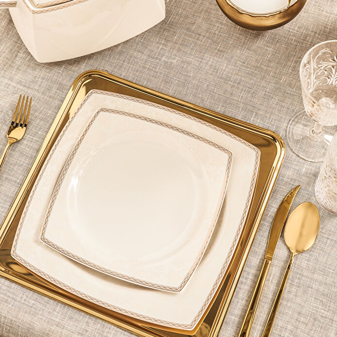 Karaca Raisa Cream 60 Parça 12 Kişilik Porselen Yemek Takımı