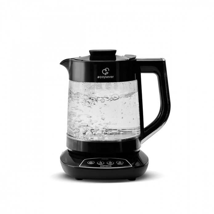 Karaca Çaysever 3 in 1 Konuşan Cam Çay Makinesi Su Isıtıcı ve Mama Suyu Hazırlama 1700W Chrome