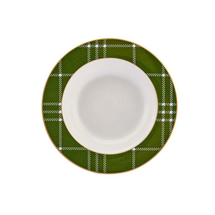 Karaca Kışa Hazırlık Ekose Yeşil Çukur Tabak 21 cm
