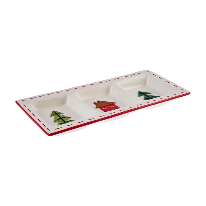 Karaca New Year Santa 3 Bölmeli Sunum Tabağı 31 cm