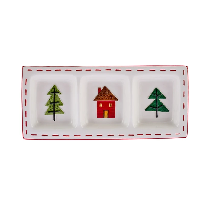 Karaca New Year Santa 3 Bölmeli Sunum Tabağı 31 cm