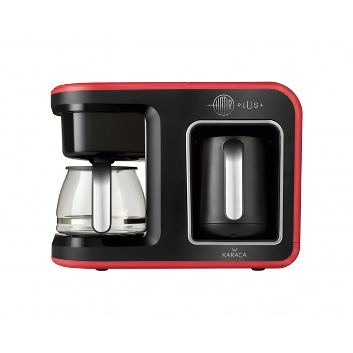 Karaca Hatır Plus 2 ın 1 Türk Kahvesi ve Filtre Kahve Makinesi Kırmızı 10 Fincan İçecek Hazırlama Kapasiteli Bol Köpüklü