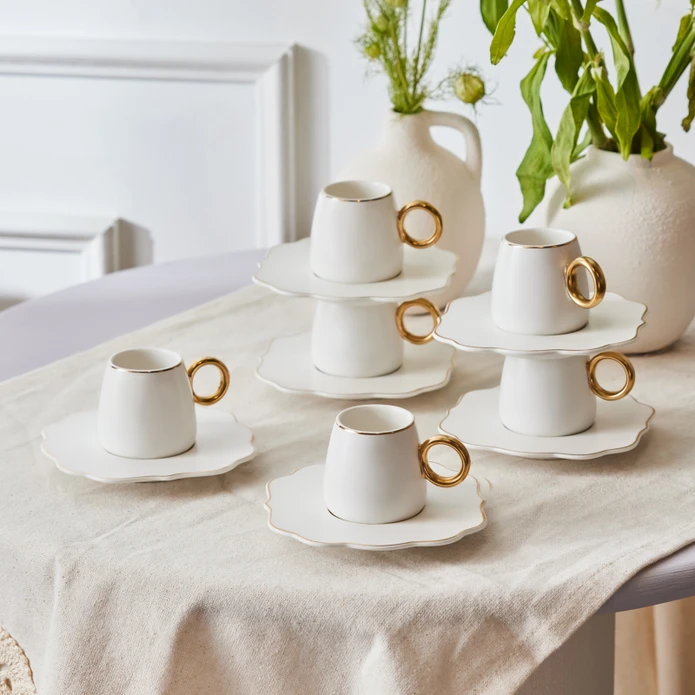 Karaca Oya 6 Kişilik Kahve Fincanı Takımı 75 ml