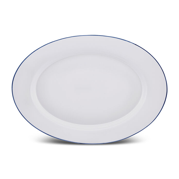 Karaca Milano Opal Cam Blue Rim Büyük Kayık Tabak 35 cm