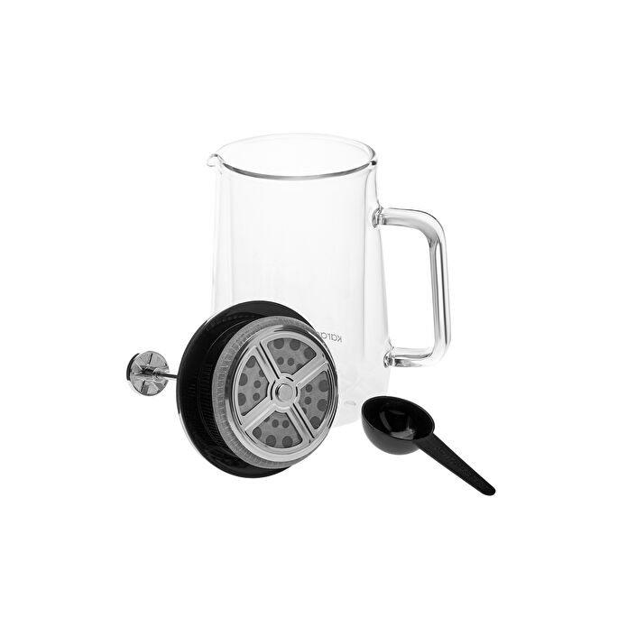 Karaca Pia Konik Çift Cidarlı Borosilikat Cam French Press 1000 ml Metalik