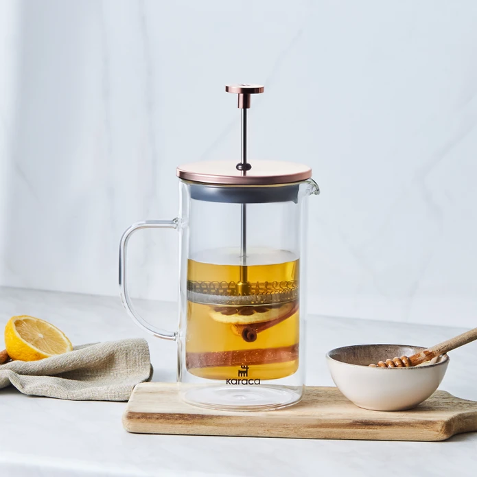 Karaca Pia Çift Cidarlı Borosilikat Cam French Press 600 ml Bronze 
