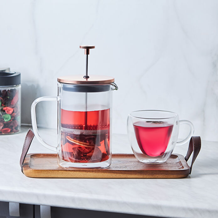 Karaca Pia Çift Cidarlı Borosilikat Cam French Press 800 ml Bronze