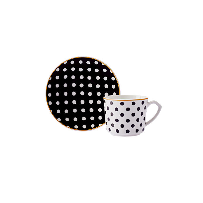 Karaca Polka 6 Kişilik Porselen Kahve Fincanı Takımı 80 ml