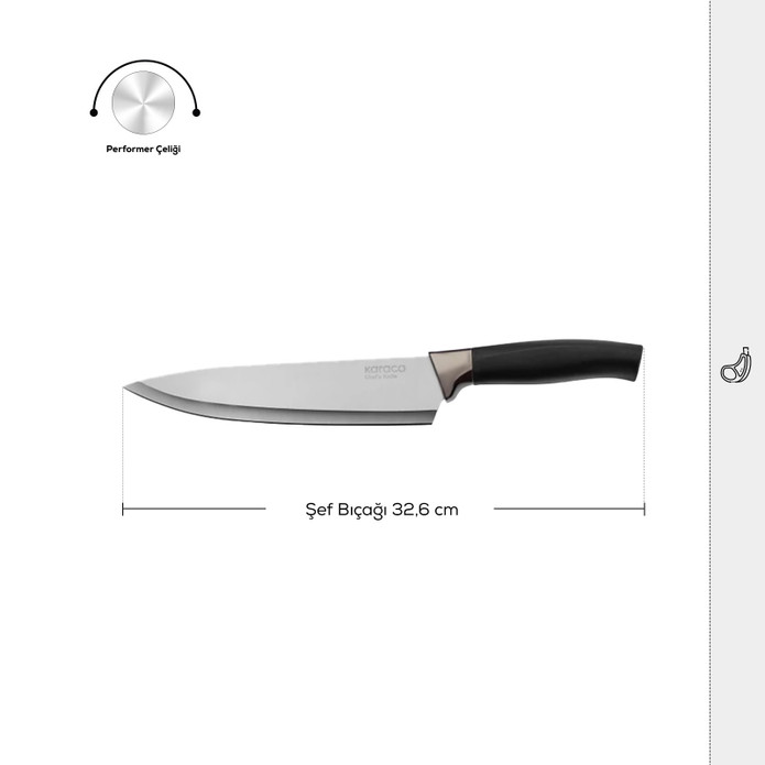 Karaca Helios Şef Bıçağı Black 32 cm