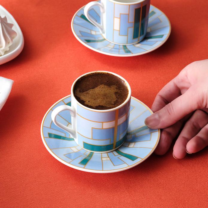 Karaca Kiva Mavi 2 Kişilik Kahve Fincan Takımı 80 ml